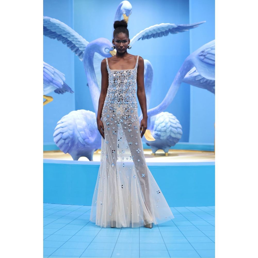 GEORGES HOBEIKA Square Neck Beaded Tulle Gown $7950